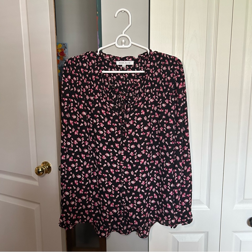 Rose & Olive Pink Floral Blouse